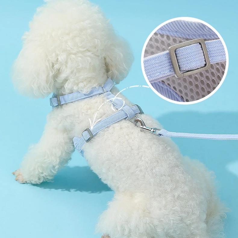 breathable adjustable pet harness and leash set, view 9 - MRSLM