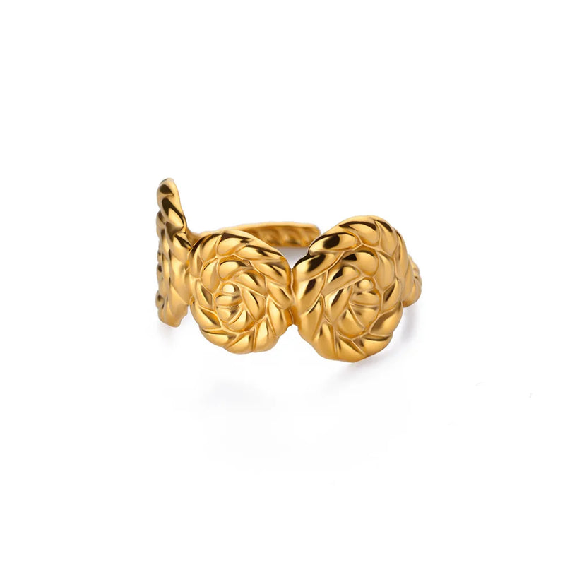 rose flower adjustable stainless steel ring, view 2 - MRSLM