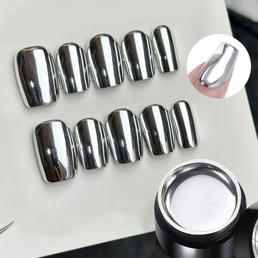 5ml super silver metallic gel nail polish - MRSLM