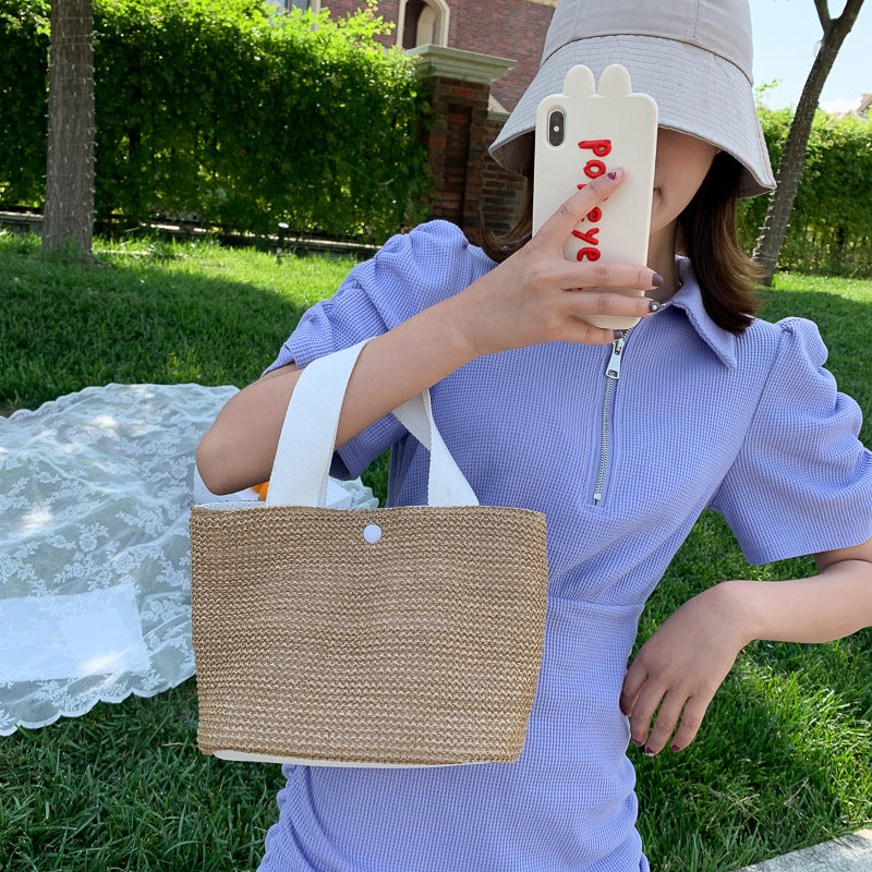 straw woven handbag, view 5 - MRSLM