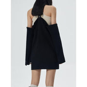 halter neck black blazer, view 4 - MRSLM