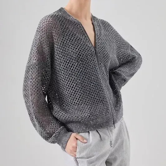 sequin linen blend knit top - MRSLM