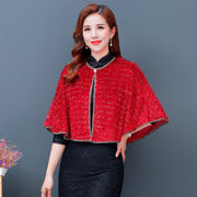 short round neck cape shawl, view 5 - MRSLM