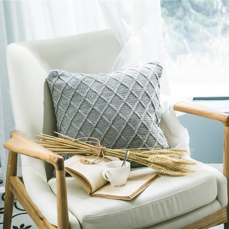 elegant gray knitted decorative pillowcase, view 7 - MRSLM