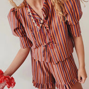 Vintage striped 2-piece summer outfit, view 2 - MRSLM