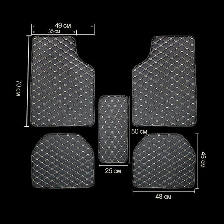 Universal Luxe Leather Car Floor Mats - Waterproof & Scratch-Resistant 5Pc Set