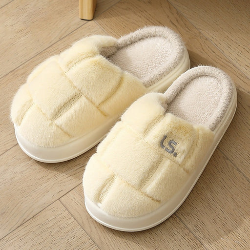 plaid plush cotton slippers, view 7 - MRSLM