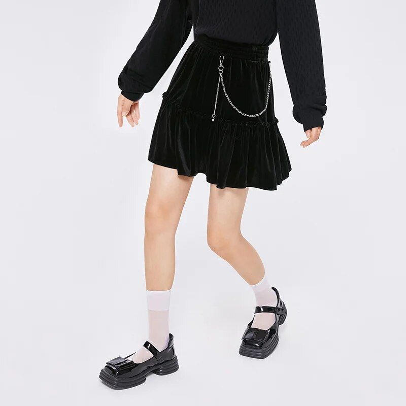 a-line mini skirt with chain detail, view 4 - MRSLM