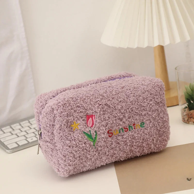 cute embroidered flowers cosmetic bag, view 11 - MRSLM