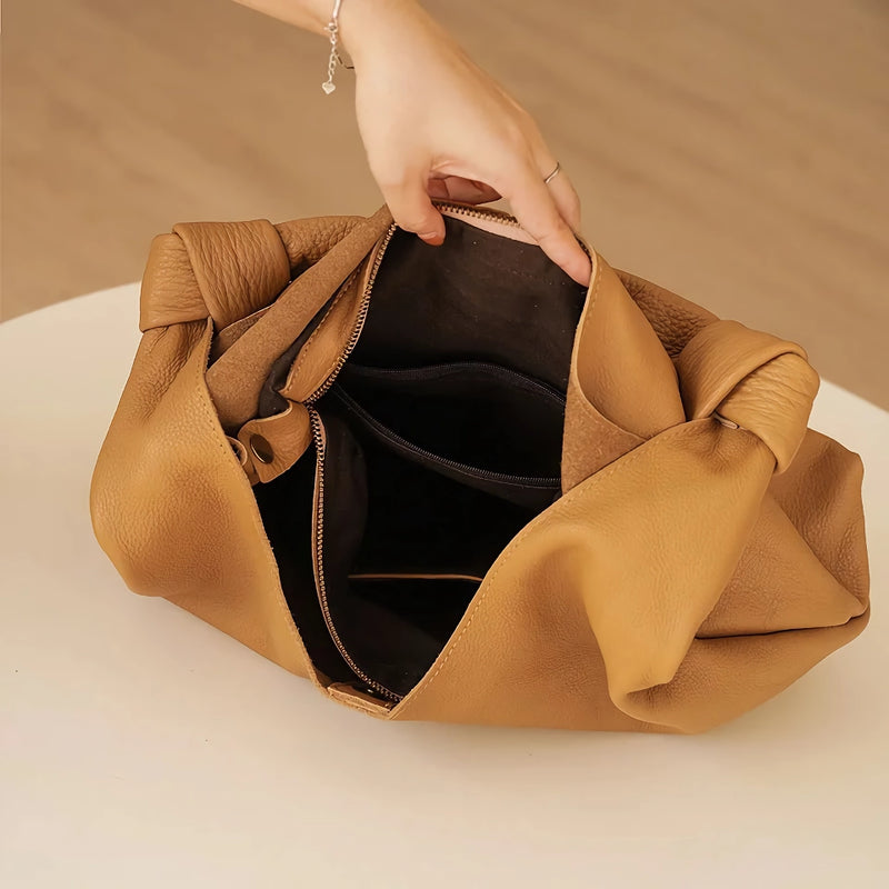 oversized leather hobo bag, view 9 - MRSLM