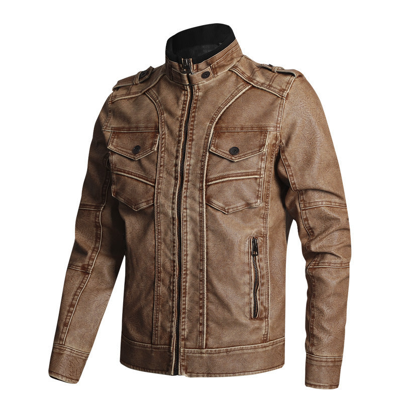 thick pu leather coat, view 4 - MRSLM