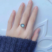 feather 925 silver ring with natural stone - MRSLM
