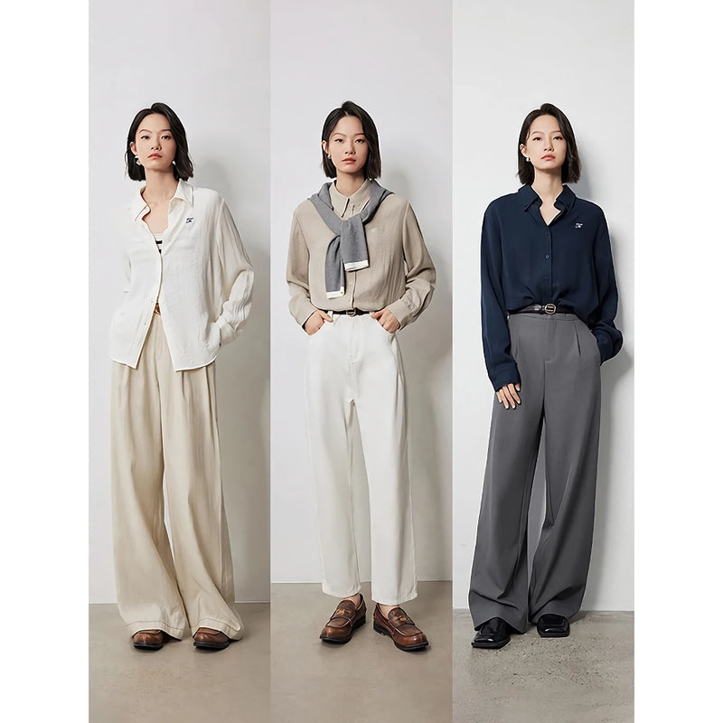 long sleeve linen blouse with embroidery, view 4 - MRSLM