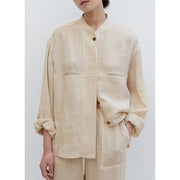 linen button-up blouse, view 4 - MRSLM