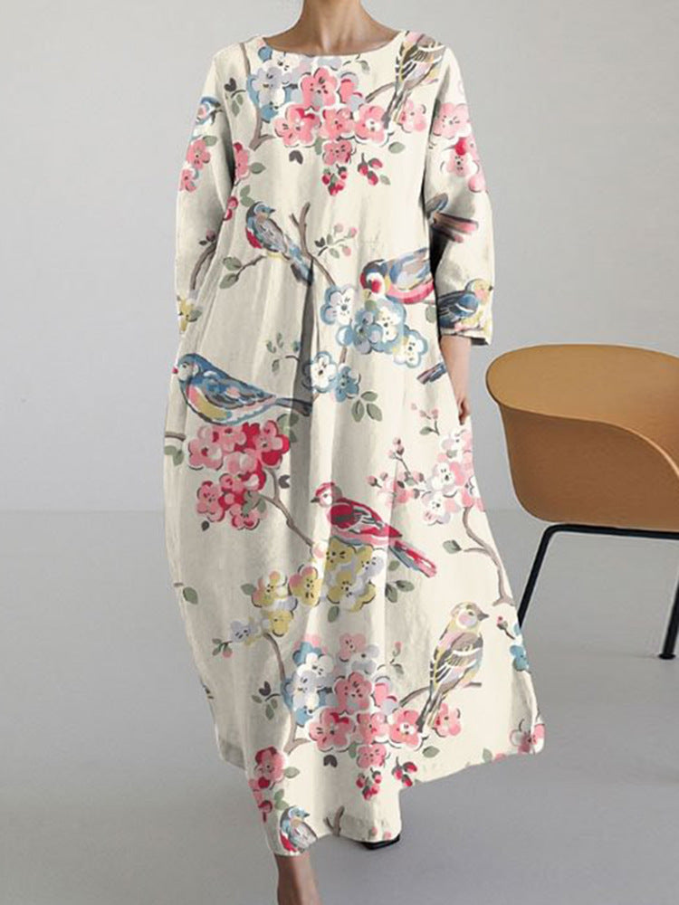 Round neck plus size long dress, view 5 - MRSLM
