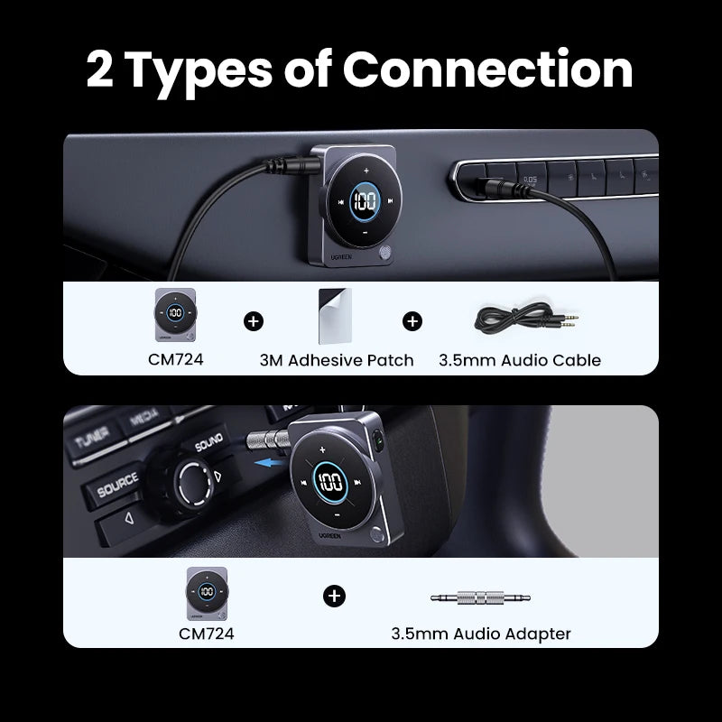 Bluetooth 5.4 aux receiver adapter 20H battery, view 7 - MRSLM