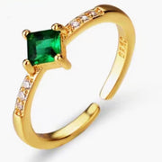 S925 silver adjustable green stone ring, view 9 - MRSLM