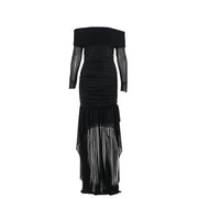 slim-fit pleated off-shoulder dress, view 5 - MRSLM