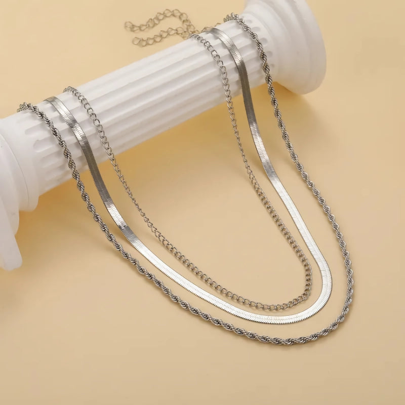14k gold plated herringbone necklace, view 8 - MRSLM