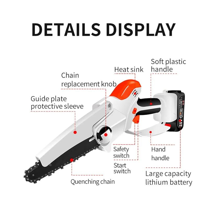 6 inch mini electric chain saw, view 5 - MRSLM