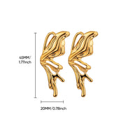 Gold butterfly wings stud earrings, view 2 - MRSLM
