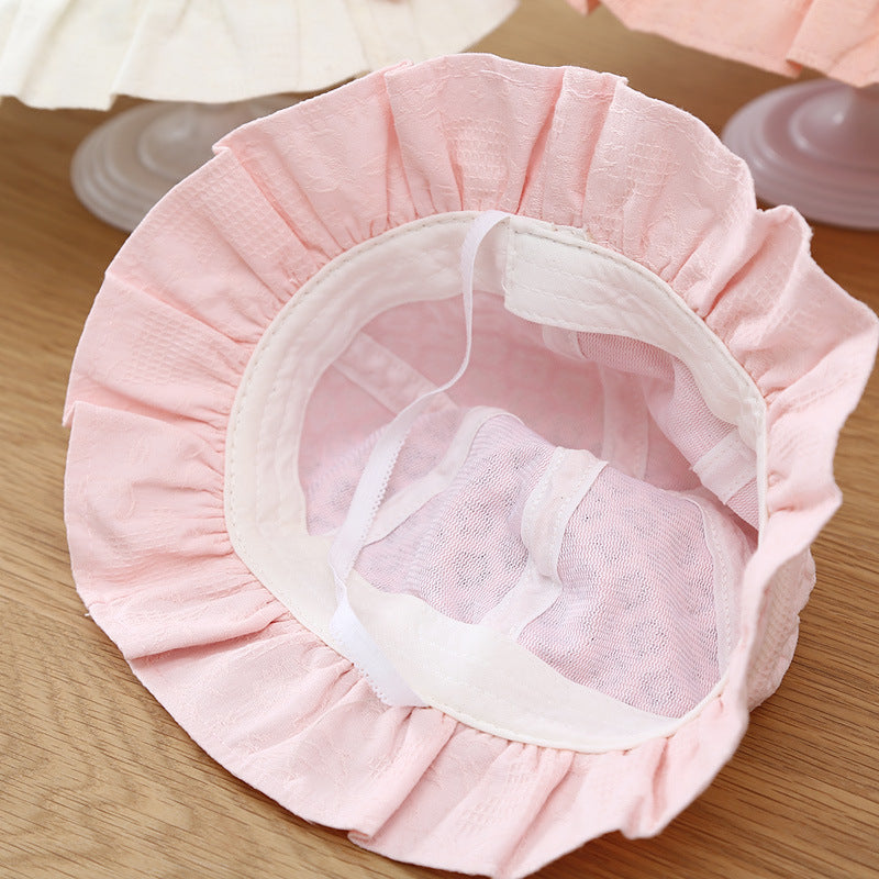 Baby sun hat with lace ruffle, view 10 - MRSLM