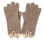 women's cashmere gloves with bow, view 3 - MRSLM
