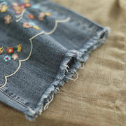 embroidered wide leg denim pants, view 6 - MRSLM