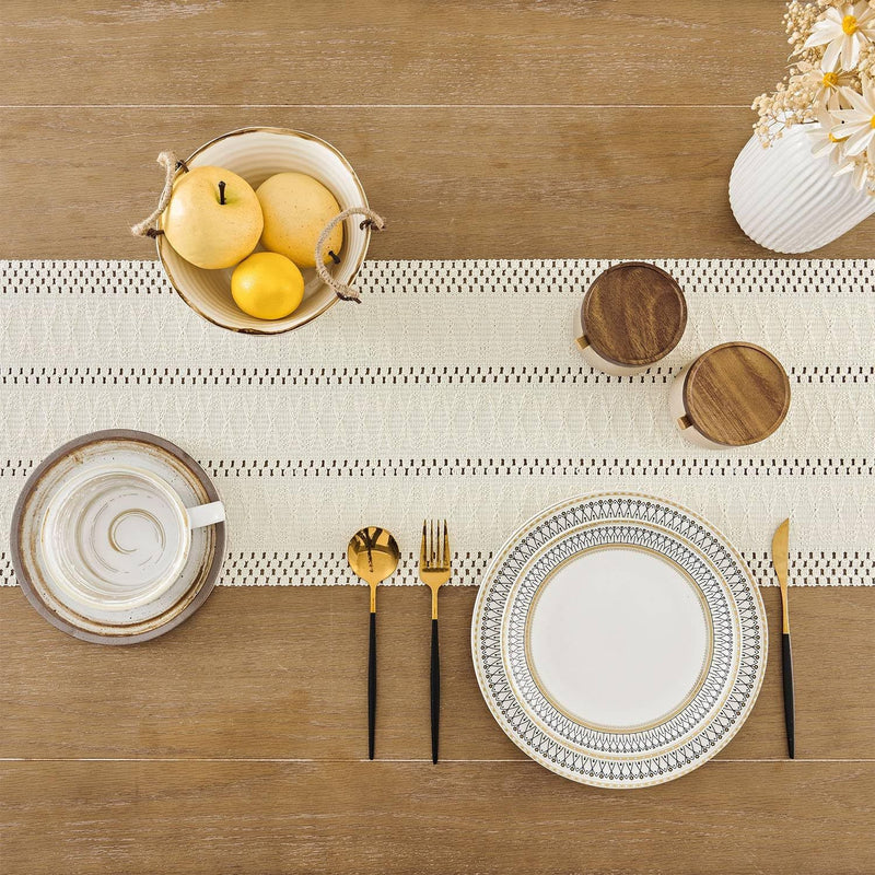 boho table runner with tassels, view 4 - MRSLM