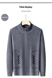 solid color knitted cardigan for men, view 8 - MRSLM