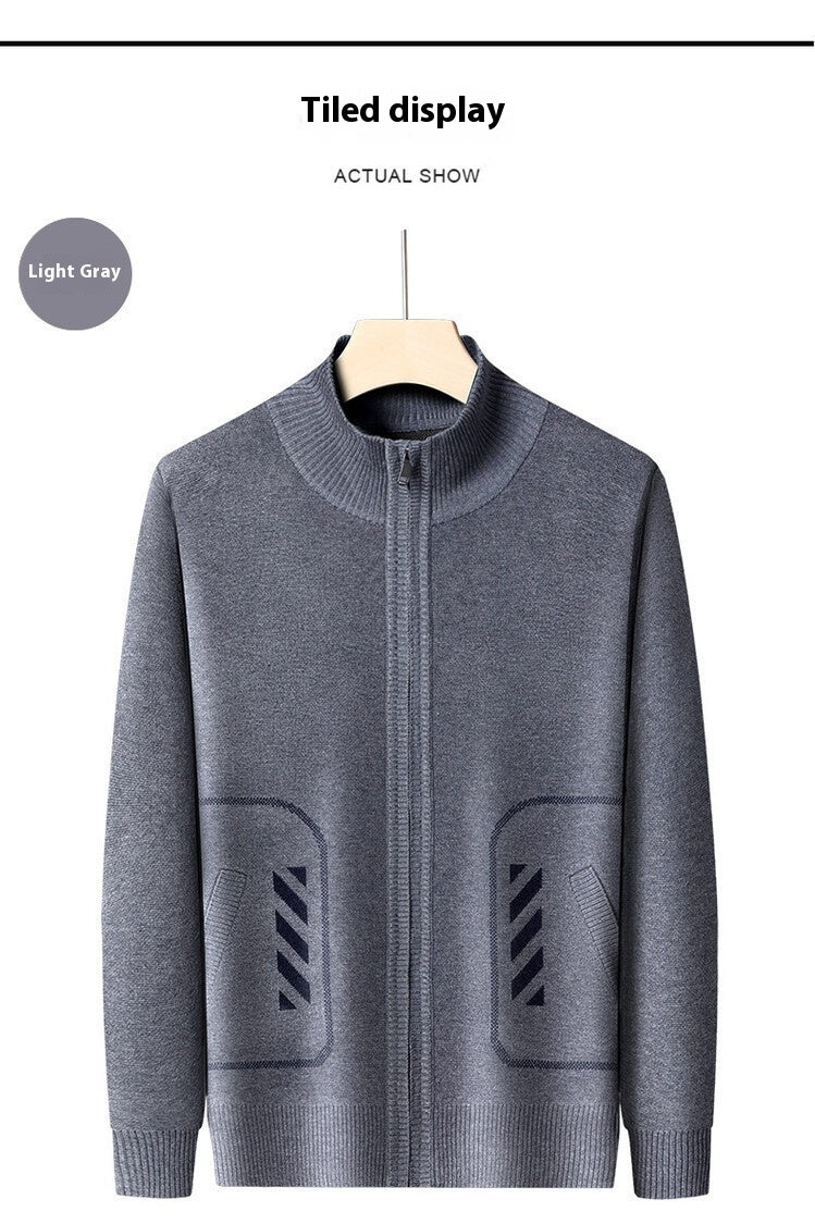 solid color knitted cardigan for men, view 8 - MRSLM