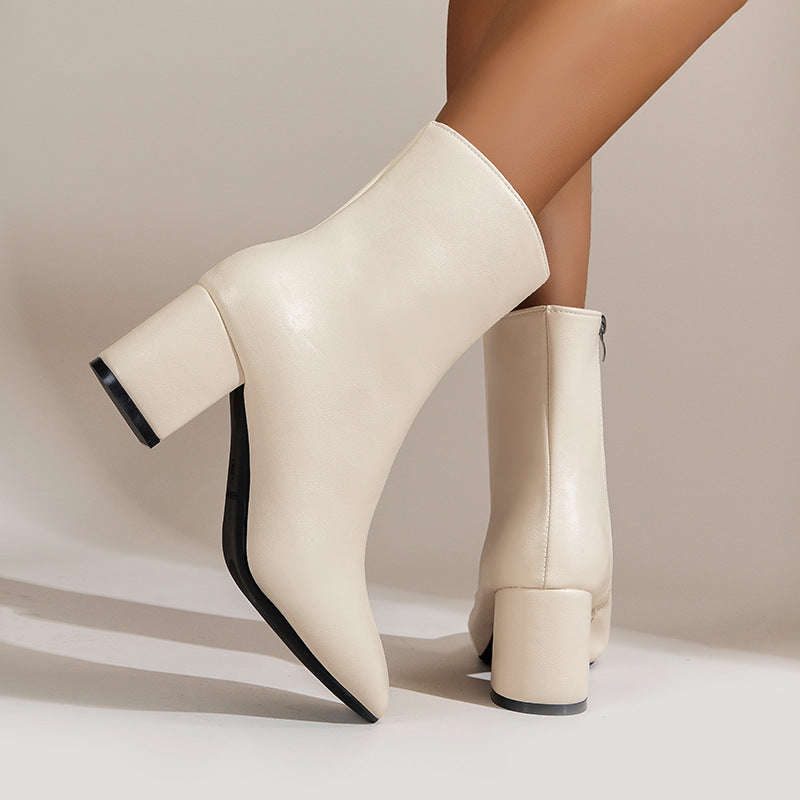 Chunky heel square toe boots, view 3 - MRSLM