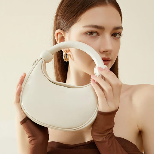 rose pink leather crescent crossbody bag - MRSLM