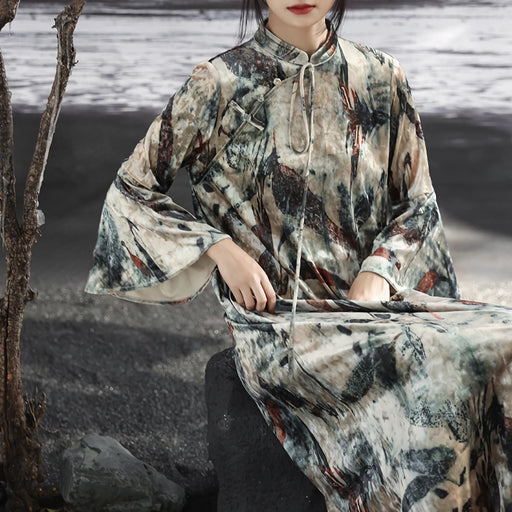 dark velvet retro long dress - MRSLM
