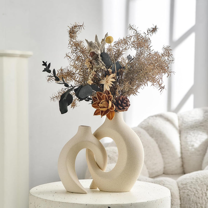 european white ceramic vase set, view 2 - MRSLM