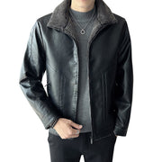 men's velvet padded PU leather jacket, view 5 - MRSLM