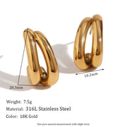 double layer banana shaped gold earrings, view 2 - MRSLM