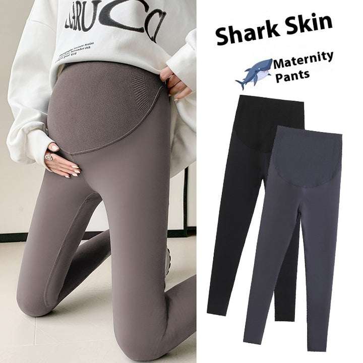Pregnant Women's Honeycomb Stretch Belly Support Shark Skin Leggings