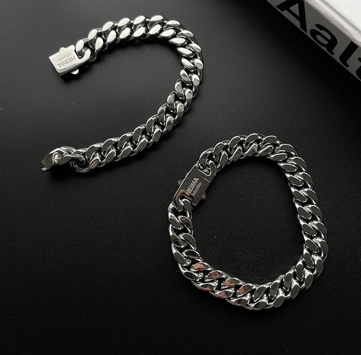 Hip Hop Simple Heavy Industry Texture Cuban Bracelet For Men