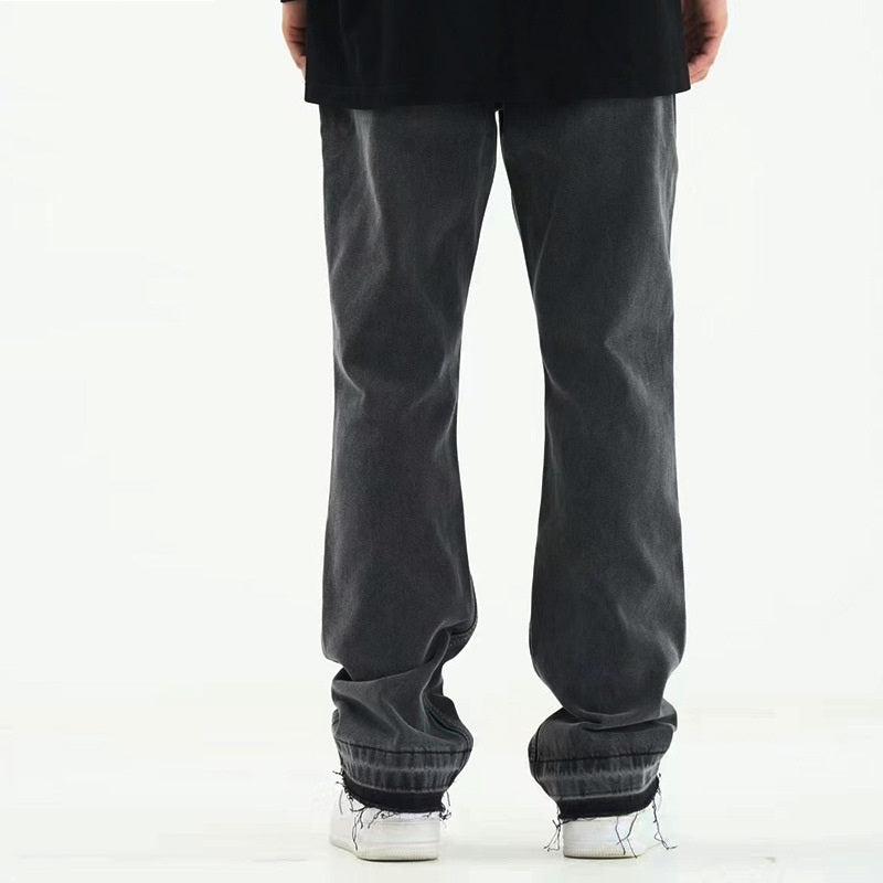 men's micro flared fringe worn jeans, view 5 - MRSLM