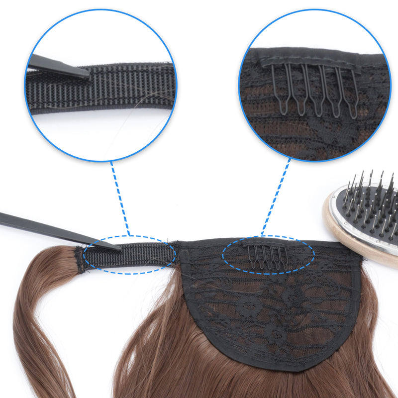 synthetic straight wraparound ponytail, view 24 - MRSLM