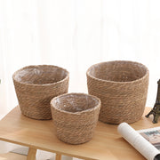 Straw woven plant basket set, view 4 - MRSLM