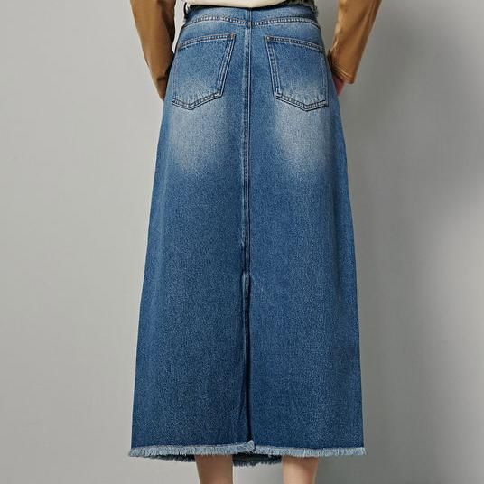 vintage denim maxi skirt, view 4 - MRSLM