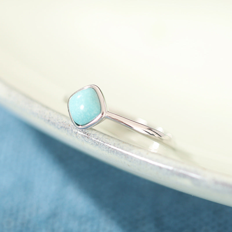 square turquoise 925 silver ring, view 5 - MRSLM
