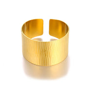 gold stainless steel cuff bracelet, view 2 - MRSLM