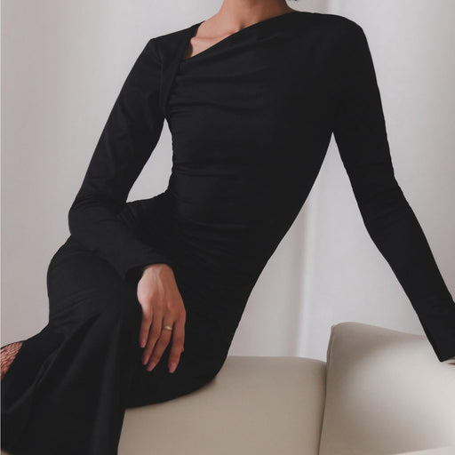 elegant black bodycon dress - MRSLM