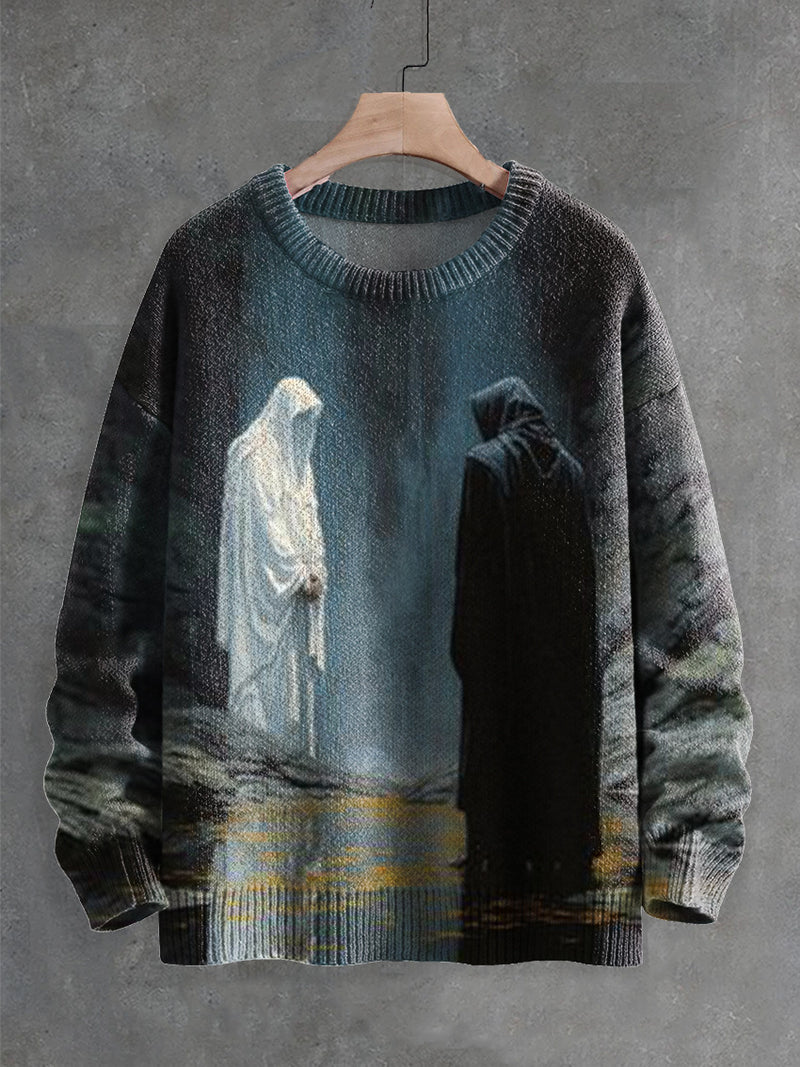 halloween ghost horror print sweater, view 7 - MRSLM