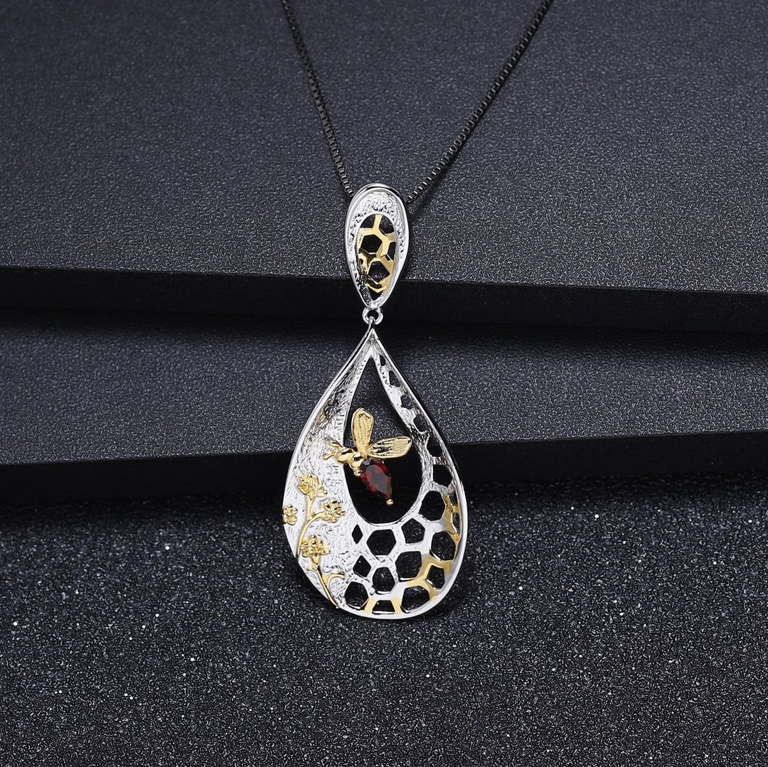 Natural Wind Element Design S925 Silver Natural Gem Necklace Pendant