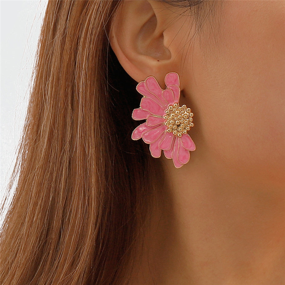 Boho Chic Colorful Flower Petal Stud Earrings