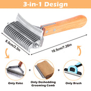3-in-1 deshedding dog rake brush, view 6 - MRSLM
